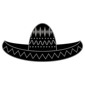 Vector Mexican sombrero with maracas. Cinco de mayo symbol isolated on white background.