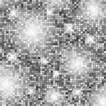 Vector disco ball grey pattern. Grey bright glass background.