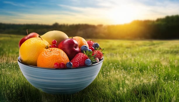 bowl of mixed fruits, AI generated image
