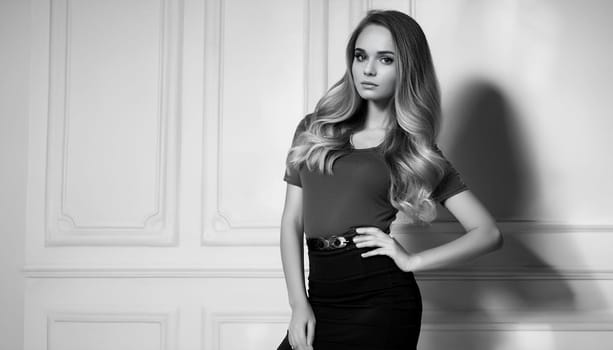 gorgeous elegant model woman in black and white, AI generated image