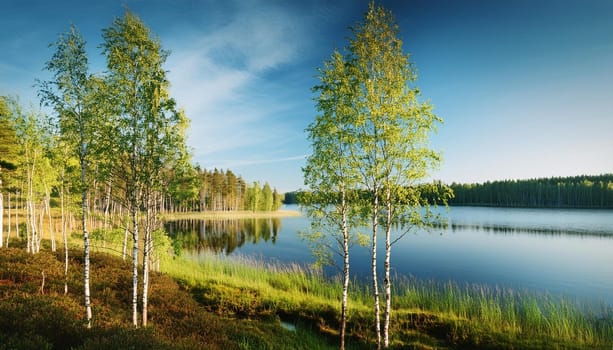 finnish forest natural landscape, AI generated image