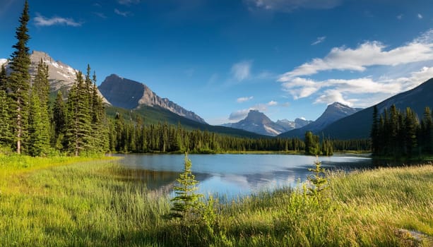 tranquil mountain landscape scenery, AI generated image
