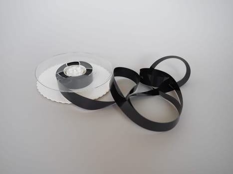 tangled magnetic tape from a vhs video tape