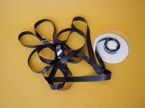 tangled magnetic tape from a vhs video tape