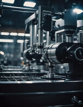 Precision milling machines are active in state-of-the-art manufacturing plant, working on components with high efficiency and accuracy. Modern factory workshop for continuous production. Generated AI.
