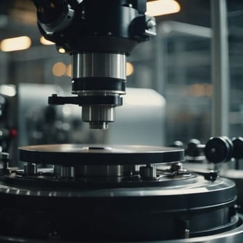 A manufacturing facility showcases advanced milling processes with a machine tool creating intricate parts, emphasizing engineering precision and efficiency. Generative AI.