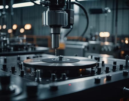 A manufacturing facility showcases advanced milling processes with a machine tool creating intricate parts, emphasizing engineering precision and efficiency. Generative AI.