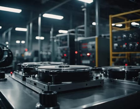 A manufacturing facility showcases advanced milling processes with a machine tool creating intricate parts, emphasizing engineering precision and efficiency. Generative AI.