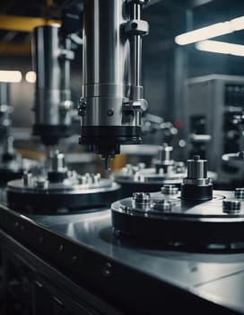 Precision milling machines are active in state-of-the-art manufacturing plant, working on components with high efficiency and accuracy. Modern factory workshop for continuous production. Generated AI.