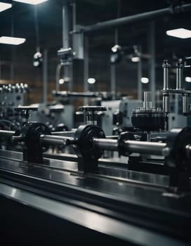 Precision milling machines are active in state-of-the-art manufacturing plant, working on components with high efficiency and accuracy. Modern factory workshop for continuous production. Generated AI.