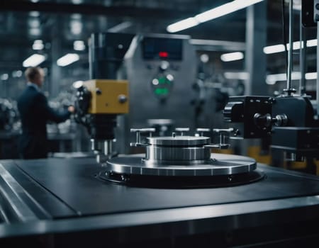 Precision milling machines are active in state-of-the-art manufacturing plant, working on components with high efficiency and accuracy. Modern factory workshop for continuous production. Generated AI.