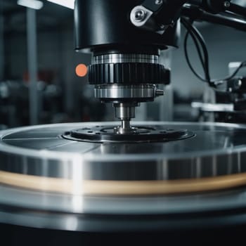 A manufacturing facility showcases advanced milling processes with a machine tool creating intricate parts, emphasizing engineering precision and efficiency. Generative AI.