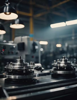 Precision milling machines are active in state-of-the-art manufacturing plant, working on components with high efficiency and accuracy. Modern factory workshop for continuous production. Generated AI.