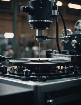 A manufacturing facility showcases advanced milling processes with a machine tool creating intricate parts, emphasizing engineering precision and efficiency. Generative AI.