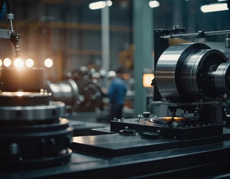 Precision milling machines are active in state-of-the-art manufacturing plant, working on components with high efficiency and accuracy. Modern factory workshop for continuous production. Generated AI.