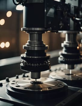A manufacturing facility showcases advanced milling processes with a machine tool creating intricate parts, emphasizing engineering precision and efficiency. Generative AI.