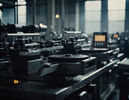 Precision milling machines are active in state-of-the-art manufacturing plant, working on components with high efficiency and accuracy. Modern factory workshop for continuous production. Generated AI.