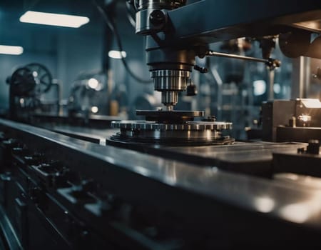 Precision milling machines are active in state-of-the-art manufacturing plant, working on components with high efficiency and accuracy. Modern factory workshop for continuous production. Generated AI.