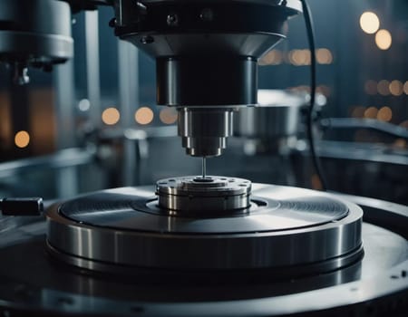 A manufacturing facility showcases advanced milling processes with a machine tool creating intricate parts, emphasizing engineering precision and efficiency. Generative AI.