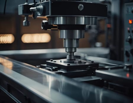 Precision milling machines are active in state-of-the-art manufacturing plant, working on components with high efficiency and accuracy. Modern factory workshop for continuous production. Generated AI.