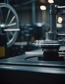 A manufacturing facility showcases advanced milling processes with a machine tool creating intricate parts, emphasizing engineering precision and efficiency. Generative AI.