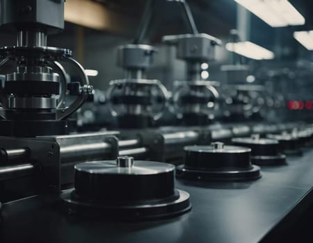 Precision milling machines are active in state-of-the-art manufacturing plant, working on components with high efficiency and accuracy. Modern factory workshop for continuous production. Generated AI.