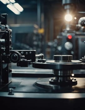 A manufacturing facility showcases advanced milling processes with a machine tool creating intricate parts, emphasizing engineering precision and efficiency. Generative AI.