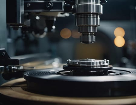 A manufacturing facility showcases advanced milling processes with a machine tool creating intricate parts, emphasizing engineering precision and efficiency. Generative AI.