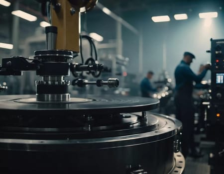 Precision milling machines are active in state-of-the-art manufacturing plant, working on components with high efficiency and accuracy. Modern factory workshop for continuous production. Generated AI.