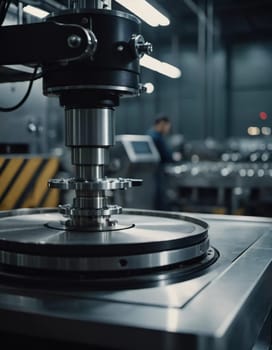 A manufacturing facility showcases advanced milling processes with a machine tool creating intricate parts, emphasizing engineering precision and efficiency. Generative AI.