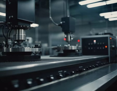 Precision milling machines are active in state-of-the-art manufacturing plant, working on components with high efficiency and accuracy. Modern factory workshop for continuous production. Generated AI.
