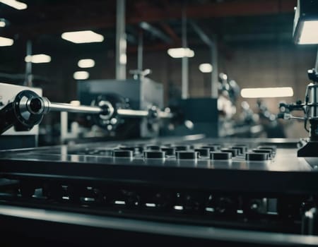 Precision milling machines are active in state-of-the-art manufacturing plant, working on components with high efficiency and accuracy. Modern factory workshop for continuous production. Generated AI.