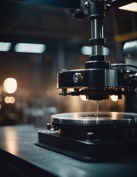 A manufacturing facility showcases advanced milling processes with a machine tool creating intricate parts, emphasizing engineering precision and efficiency. Generative AI.