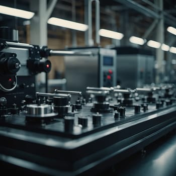 Precision milling machines are active in state-of-the-art manufacturing plant, working on components with high efficiency and accuracy. Modern factory workshop for continuous production. Generated AI.
