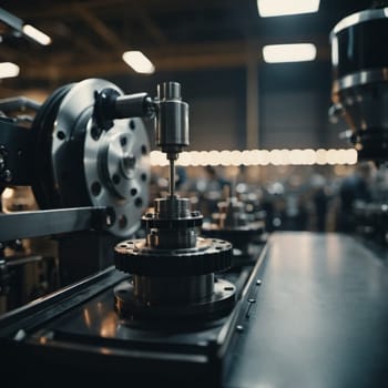 A manufacturing facility showcases advanced milling processes with a machine tool creating intricate parts, emphasizing engineering precision and efficiency. Generative AI.
