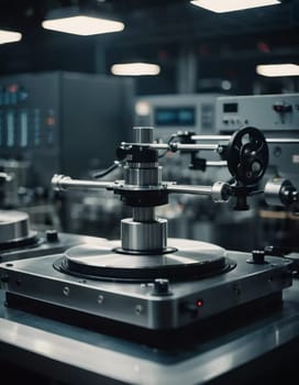 A manufacturing facility showcases advanced milling processes with a machine tool creating intricate parts, emphasizing engineering precision and efficiency. Generative AI.