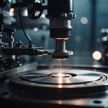 A manufacturing facility showcases advanced milling processes with a machine tool creating intricate parts, emphasizing engineering precision and efficiency. Generative AI.