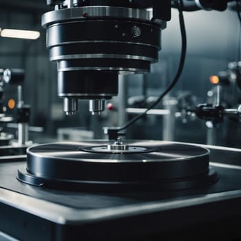 A manufacturing facility showcases advanced milling processes with a machine tool creating intricate parts, emphasizing engineering precision and efficiency. Generative AI.