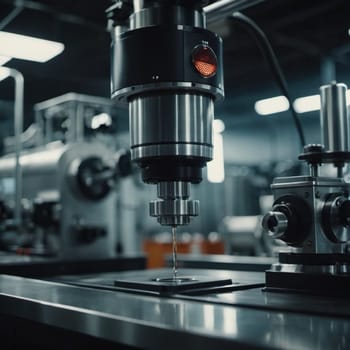 A manufacturing facility showcases advanced milling processes with a machine tool creating intricate parts, emphasizing engineering precision and efficiency. Generative AI.