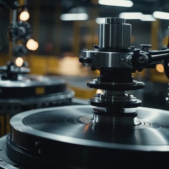 A manufacturing facility showcases advanced milling processes with a machine tool creating intricate parts, emphasizing engineering precision and efficiency. Generative AI.