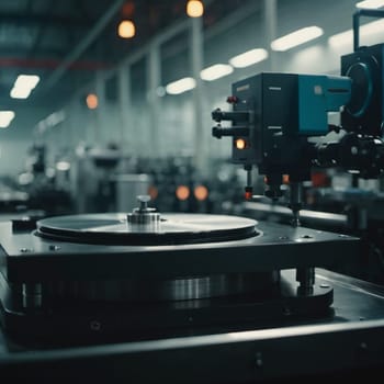 A manufacturing facility showcases advanced milling processes with a machine tool creating intricate parts, emphasizing engineering precision and efficiency. Generative AI.