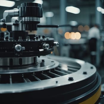 A manufacturing facility showcases advanced milling processes with a machine tool creating intricate parts, emphasizing engineering precision and efficiency. Generative AI.