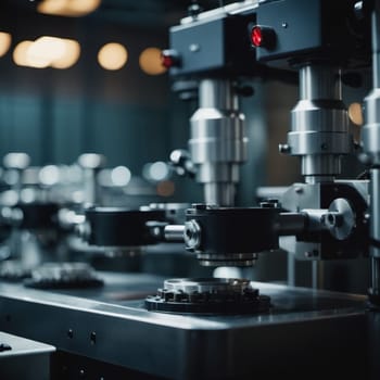A manufacturing facility showcases advanced milling processes with a machine tool creating intricate parts, emphasizing engineering precision and efficiency. Generative AI.