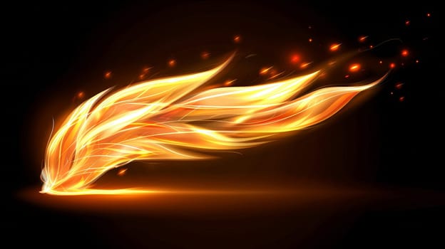 Dynamic golden flames swirl elegantly against a dark backdrop, creating a sense of movement and energy. The bright hues highlight the intensity and beauty of the flames in this mesmerizing display.