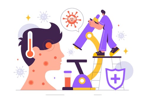 Monkeypox Outbreak Vector Illustration Showing Virus Symptoms in Humans with Microbiological Elements in a Healthcare Flat Style Cartoon Background
