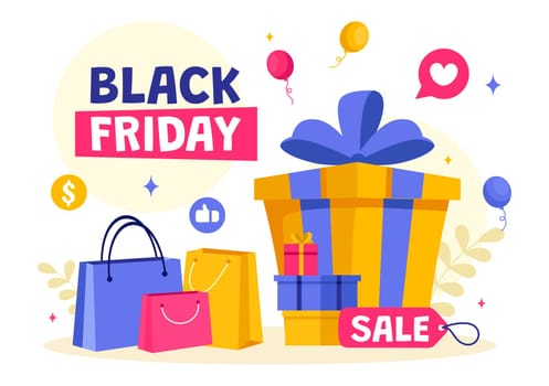Black Friday Sale Event Vector Illustration with Shopping Paper Bags and Big Promotion Discount Purchases Goods for Promotions in a Flat Background