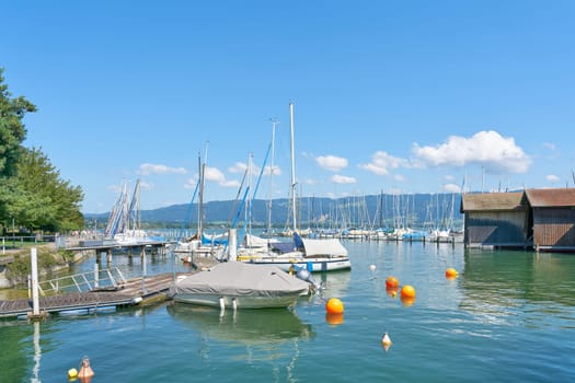 Boats at the Yacht-Club Lindau in Lindau on Lake Constance, Bodensee in Germany