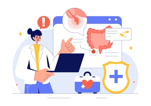 Appendicitis Vector Illustration Featuring Inflammation of the Appendix and Stomach Treatment in a Healthcare Flat Style Cartoon Background