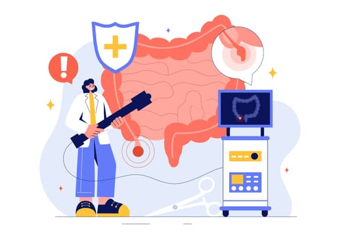 Appendicitis Vector Illustration Featuring Inflammation of the Appendix and Stomach Treatment in a Healthcare Flat Style Cartoon Background