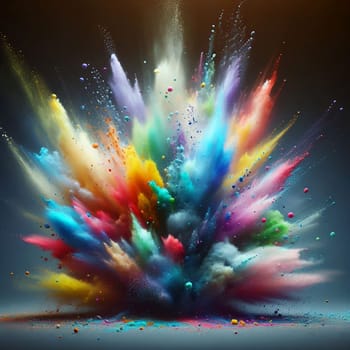 A colorful explosion of powder, creating a vibrant and dynamic abstract image. A high-quality AI-generated photo.